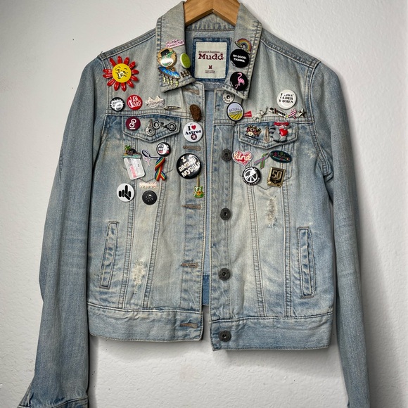 Mudd Jackets & Blazers - Mudd Light Blue Jean Jacket with Colorful Pins